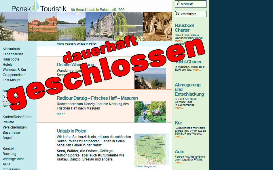 Panek Touristik dauerhaft geschlossen
